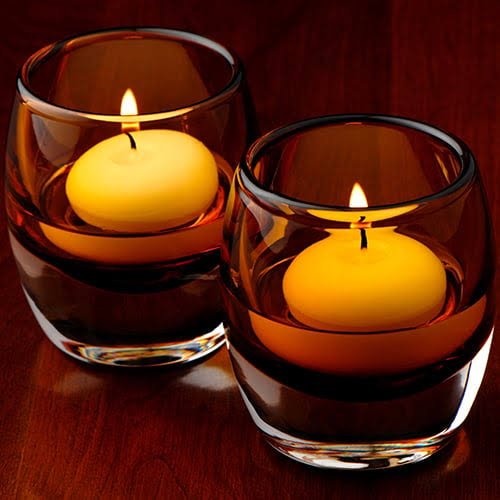 Golden Glow Floating Candle Votive Set